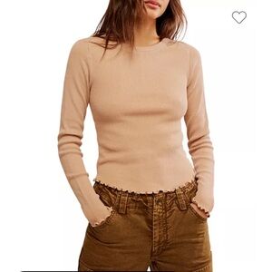 - NWT We The Free Easy Does It Waffle Knit Crew Neck Long Sleeve /cuban sand L